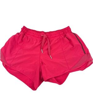 Lululemon Shorts 8 Pink Lined Running Yoga Pink Zip Pocket Womens Workout‎